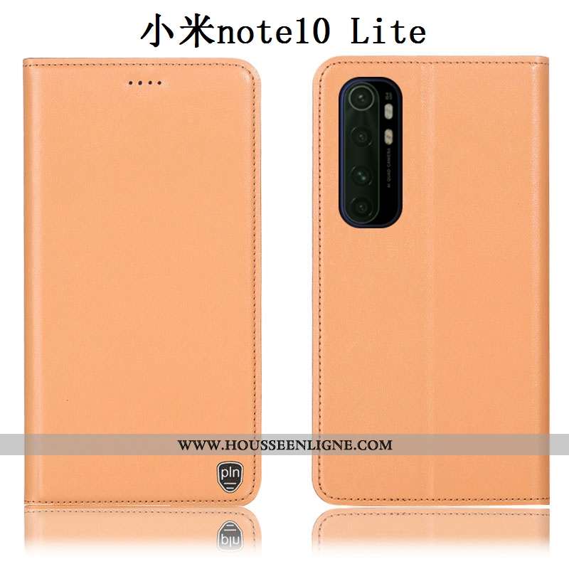 Housse Xiaomi Mi Note 10 Lite Cuir Véritable Protection Coque Incassable Petit Téléphone Portable Ja