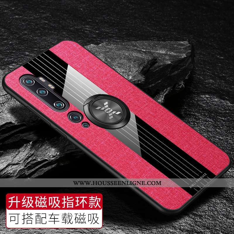 Housse Xiaomi Mi Note 10 Protection Verre Net Rouge Personnalisé Tissu Personnalité Créatif Marron