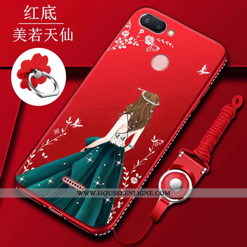 Housse Xiaomi Redmi 6 Créatif Ultra Protection Délavé En Daim Silicone Téléphone Portable Rouge