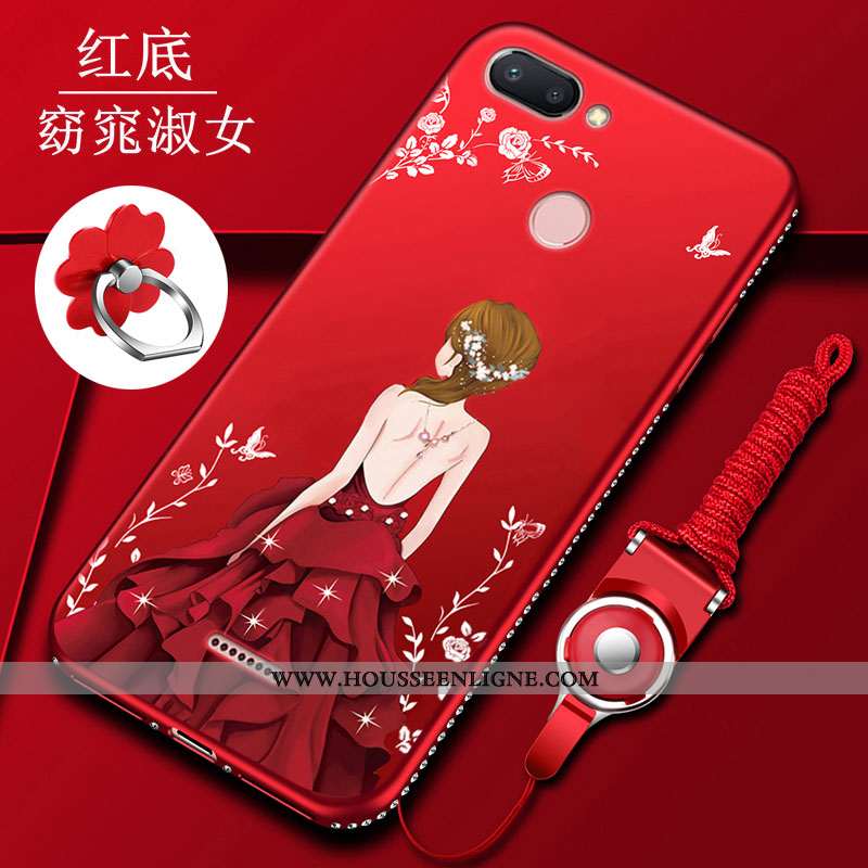 Housse Xiaomi Redmi 6 Créatif Ultra Protection Délavé En Daim Silicone Téléphone Portable Rouge
