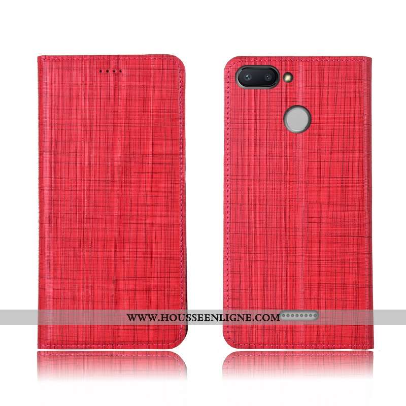 Housse Xiaomi Redmi 6 Silicone Protection Cuir Véritable Incassable Cuir Fluide Doux Nouveau Rouge