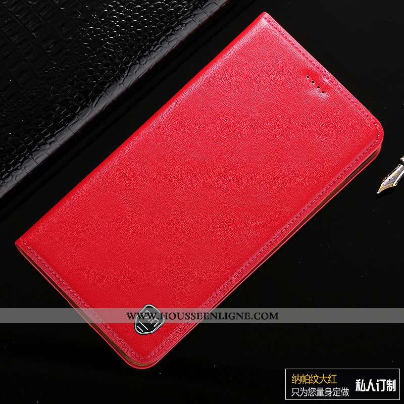 Housse Xiaomi Redmi 6a Protection Cuir Véritable Jaune Coque Rouge Petit Cuir