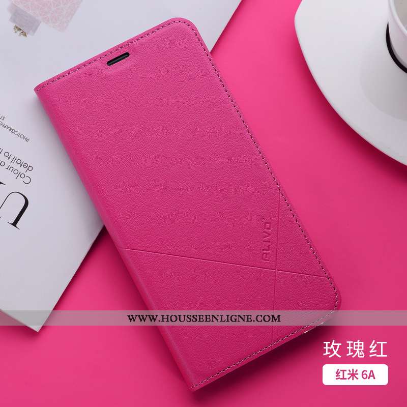Housse Xiaomi Redmi 6a Silicone Protection Créatif Rouge Cuir Téléphone Portable Étui Rose