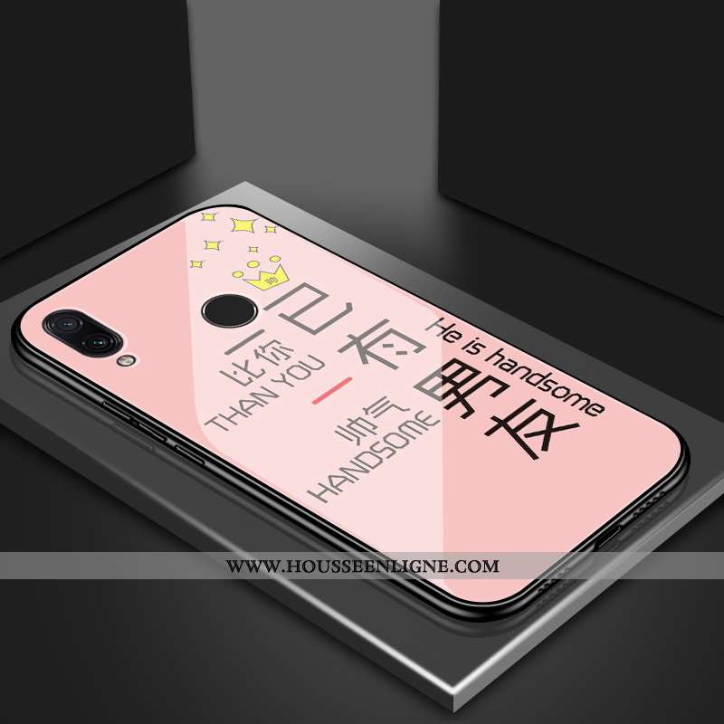 Housse Xiaomi Redmi 7 Légère Silicone Verre Coque Tendance Étui Miroir Noir