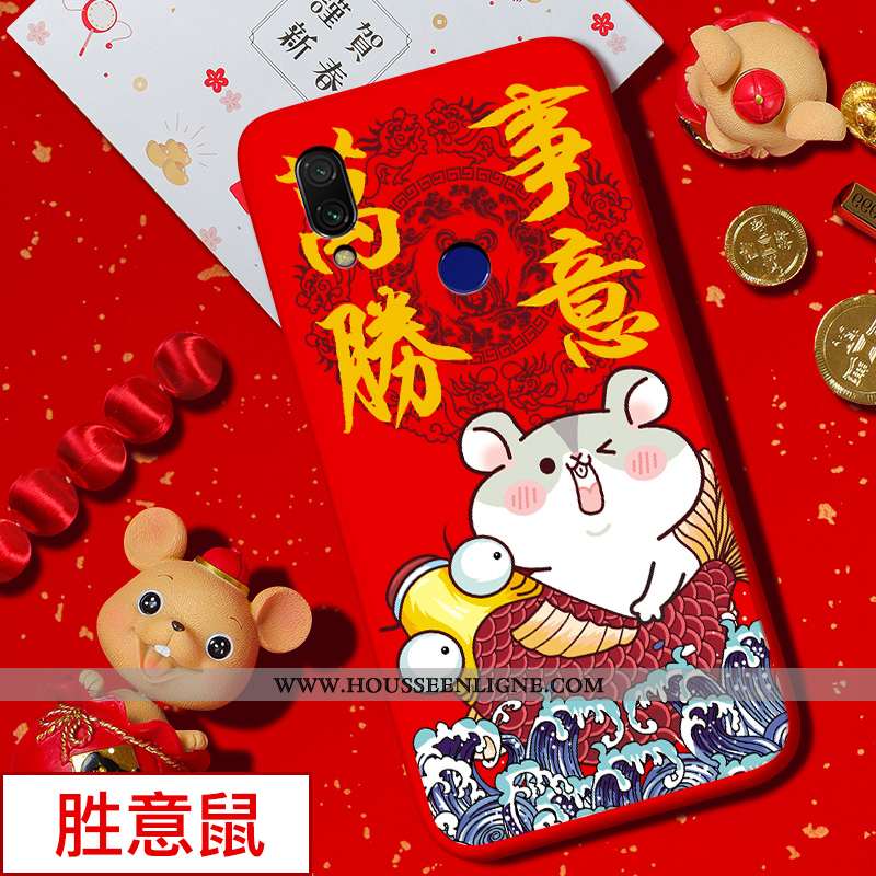 Housse Xiaomi Redmi 7 Tendance Silicone Rouge Style Chinois Nouveau Protection Dessin Animé