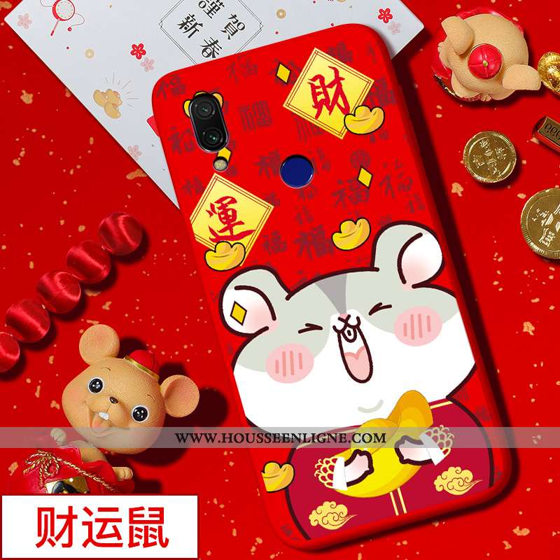 Housse Xiaomi Redmi 7 Tendance Silicone Rouge Style Chinois Nouveau Protection Dessin Animé