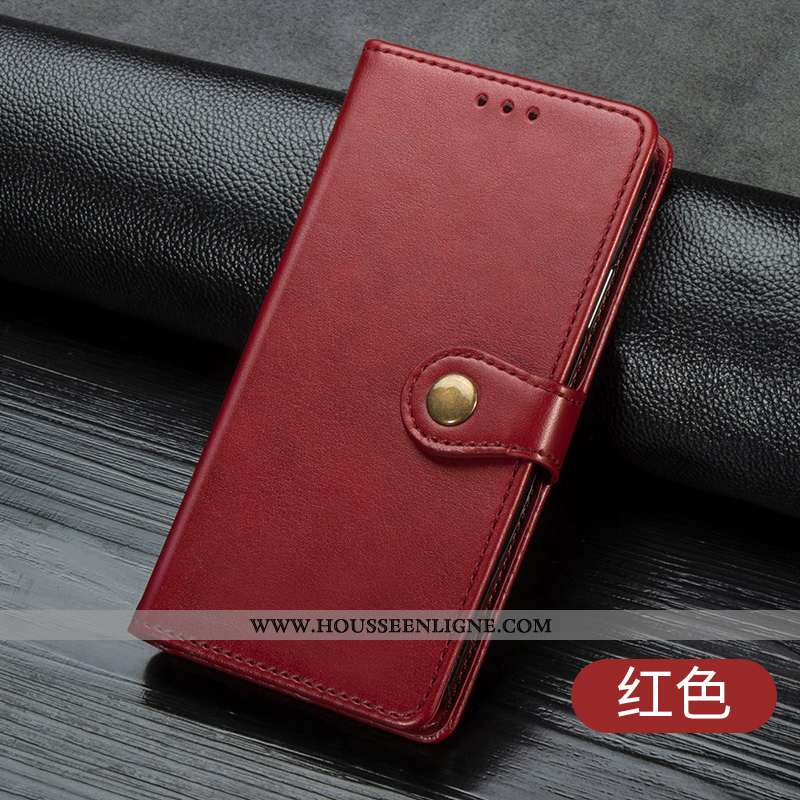 Housse Xiaomi Redmi 7a Protection Portefeuille Carte Rouge Business Incassable Étui Marron