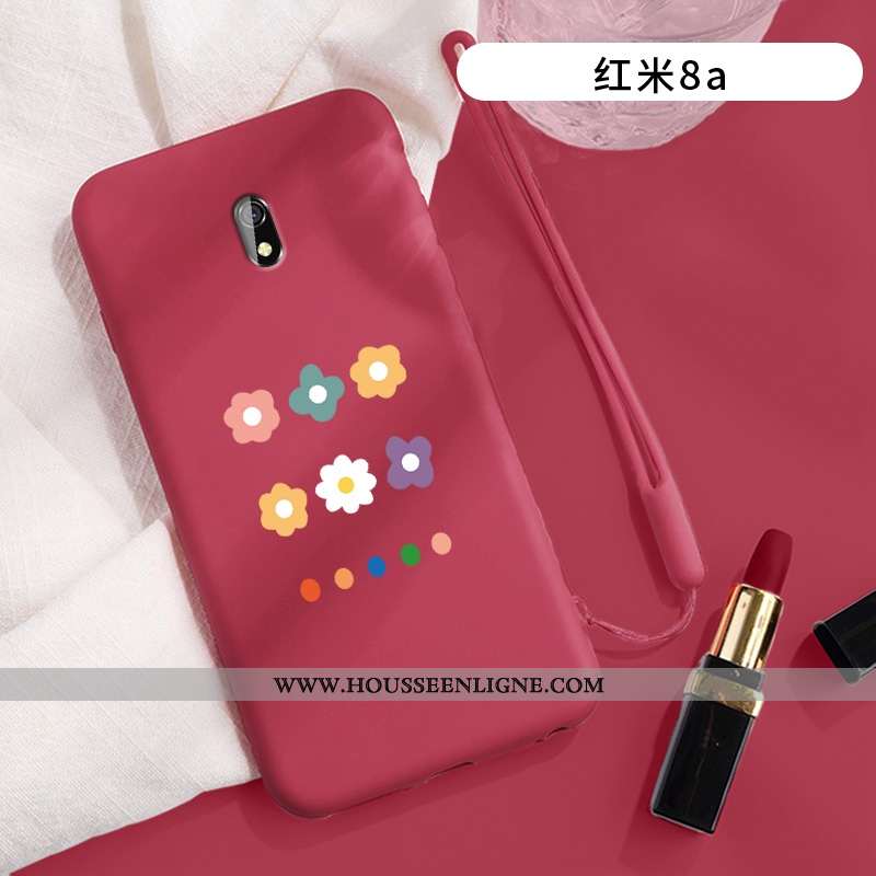Housse Xiaomi Redmi 8a Silicone Mode Délavé En Daim Rouge Net Rouge Fleurs Tout Compris Violet