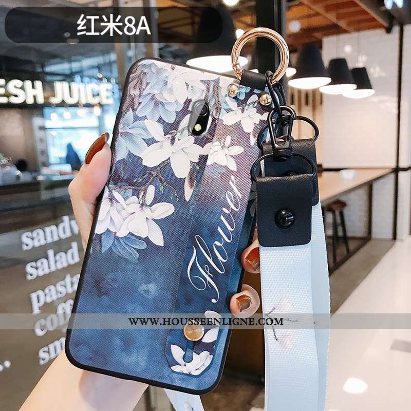 Housse Xiaomi Redmi 8a Silicone Protection Fleur Gaufrage Téléphone Portable Style Chinois Coque Ble