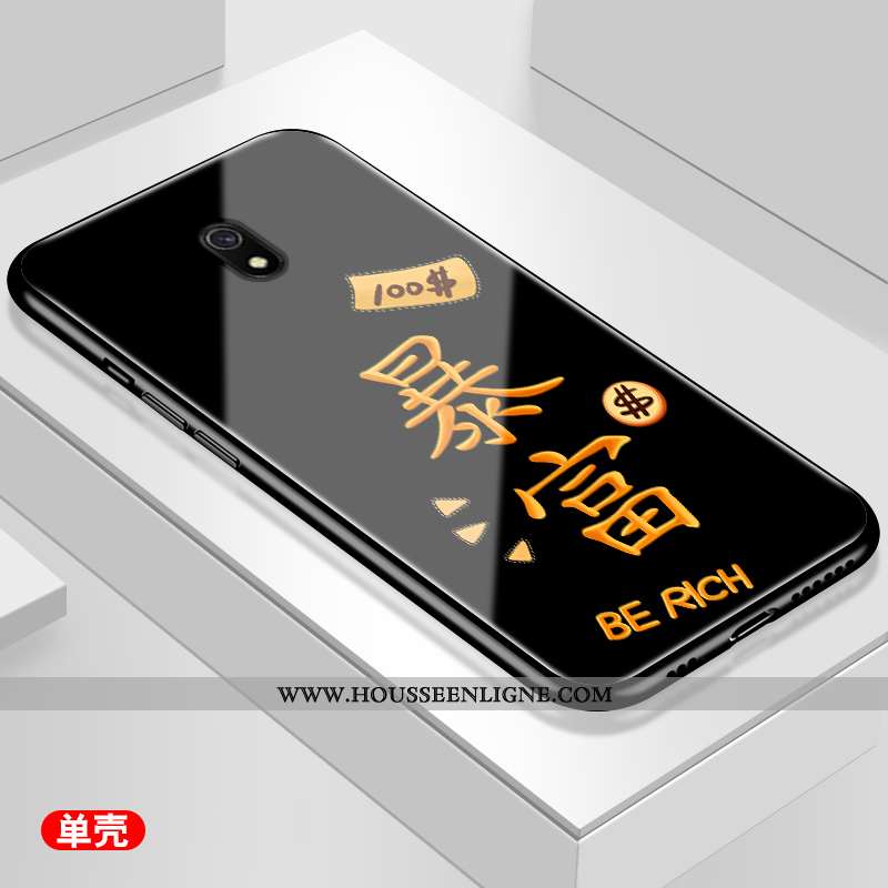 Housse Xiaomi Redmi 8a Tendance Fluide Doux Noir Simple Tempérer Membrane Rouge
