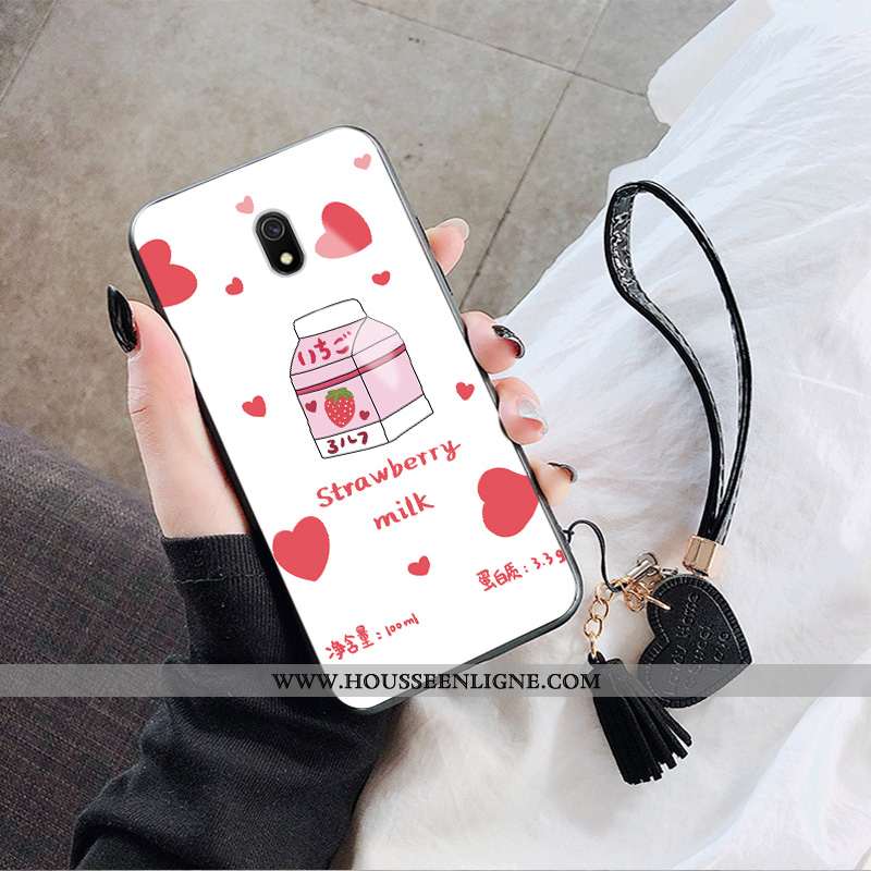 Housse Xiaomi Redmi 8a Verre Fluide Doux Blanc Tout Compris Protection Net Rouge Étui Blanche