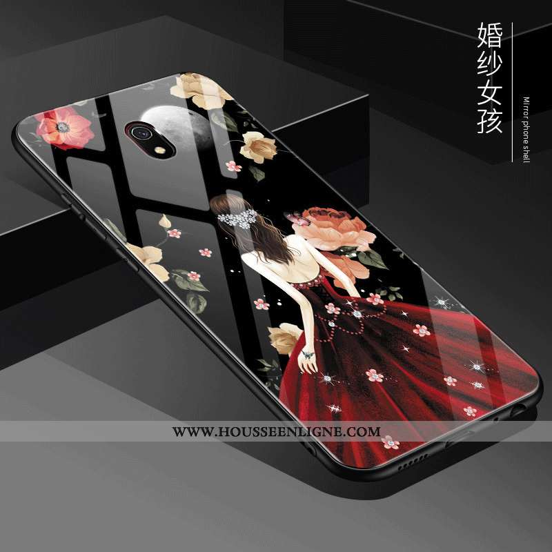 Housse Xiaomi Redmi 8a Verre Personnalité Étui Tout Compris Incassable Rouge Rose