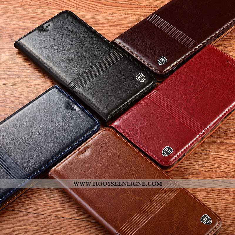 Housse Xiaomi Redmi 9a Cuir Véritable Protection Incassable Téléphone Portable Rouge Étui
