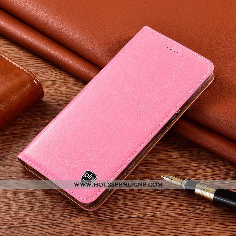 Housse Xiaomi Redmi 9a Protection Cuir Véritable Petit Étui Téléphone Portable Rose Incassable