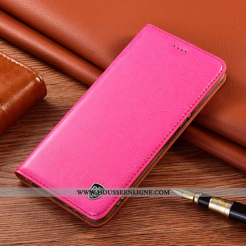Housse Xiaomi Redmi 9a Protection Cuir Véritable Petit Étui Téléphone Portable Rose Incassable
