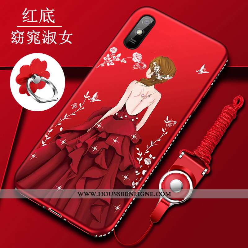Housse Xiaomi Redmi 9a Silicone Protection Tendance Tempérer Créatif Petit Étui Rouge