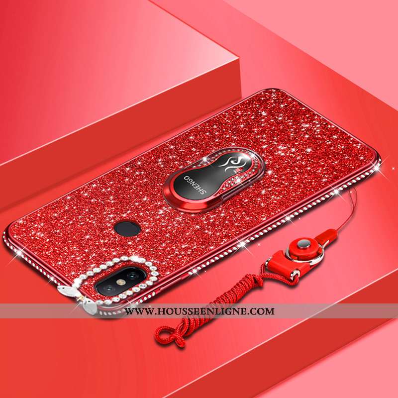 Housse Xiaomi Redmi Note 6 Pro Créatif Tendance Coque Fluide Doux Rouge Tout Compris Petit Rose