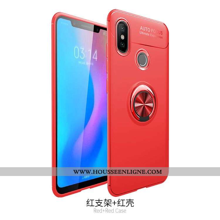 Housse Xiaomi Redmi Note 6 Pro Rouge Téléphone Portable Petit À Bord Magnétisme Noir Coque