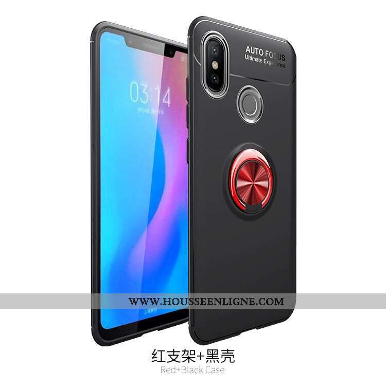Housse Xiaomi Redmi Note 6 Pro Rouge Téléphone Portable Petit À Bord Magnétisme Noir Coque