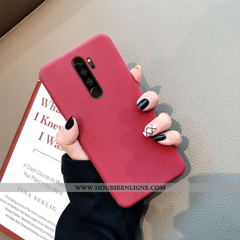 Housse Xiaomi Redmi Note 8 Pro Fluide Doux Délavé En Daim Gris Rouge Légère Téléphone Portable Simpl