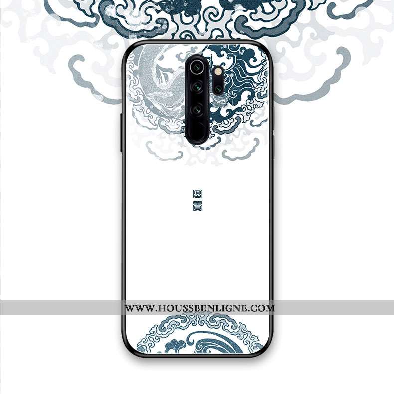 Housse Xiaomi Redmi Note 8 Pro Verre Fleur Téléphone Portable Art Style Chinois Blanc Petit Blanche
