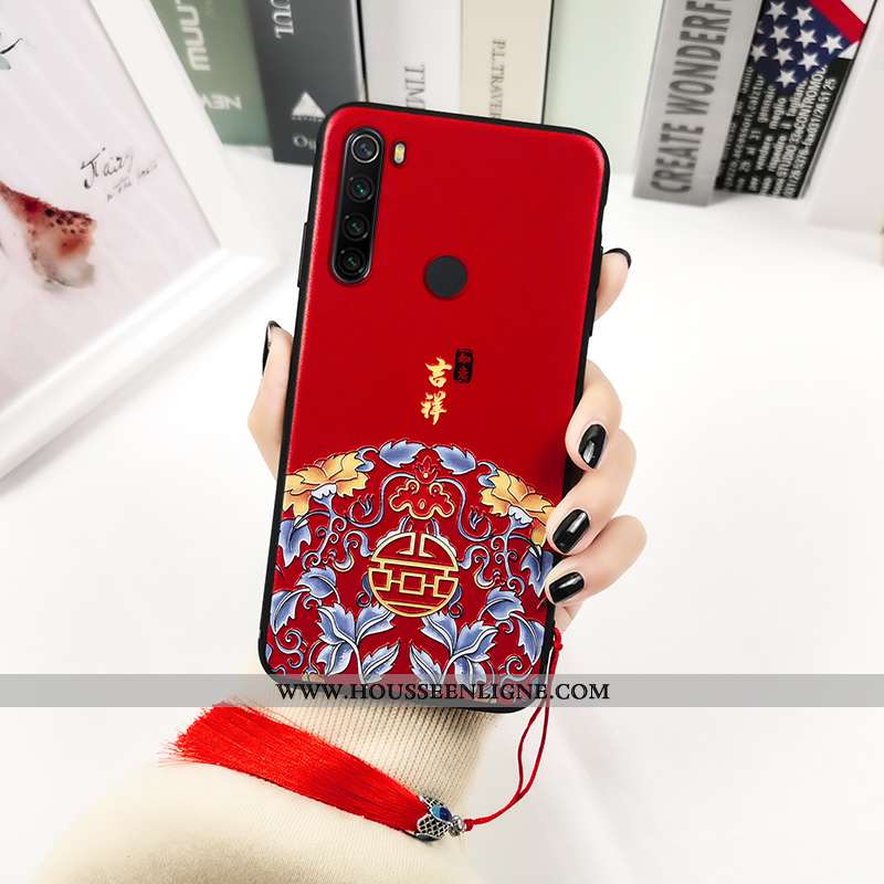 Housse Xiaomi Redmi Note 8t Gaufrage Vintage Personnalité Créatif Imprimé Totem Silicone Rouge
