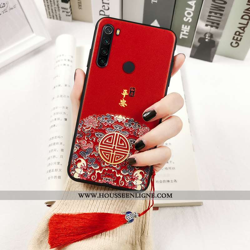 Housse Xiaomi Redmi Note 8t Gaufrage Vintage Personnalité Créatif Imprimé Totem Silicone Rouge