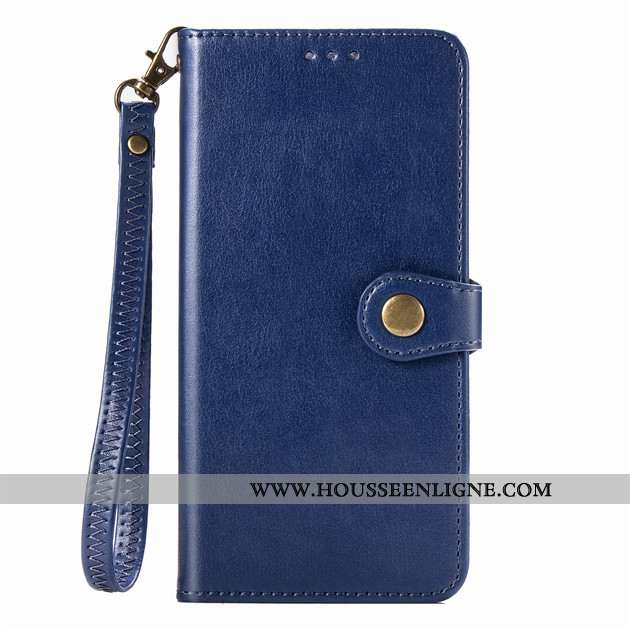 Housse Xiaomi Redmi Note 9 Pro Cuir Petit Coque Téléphone Portable Bleu Marin Clamshell Étui Bleu Fo