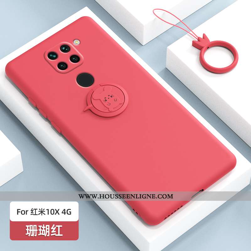 Housse Xiaomi Redmi Note 9 Protection Délavé En Daim Silicone Simple Support Rouge Rose
