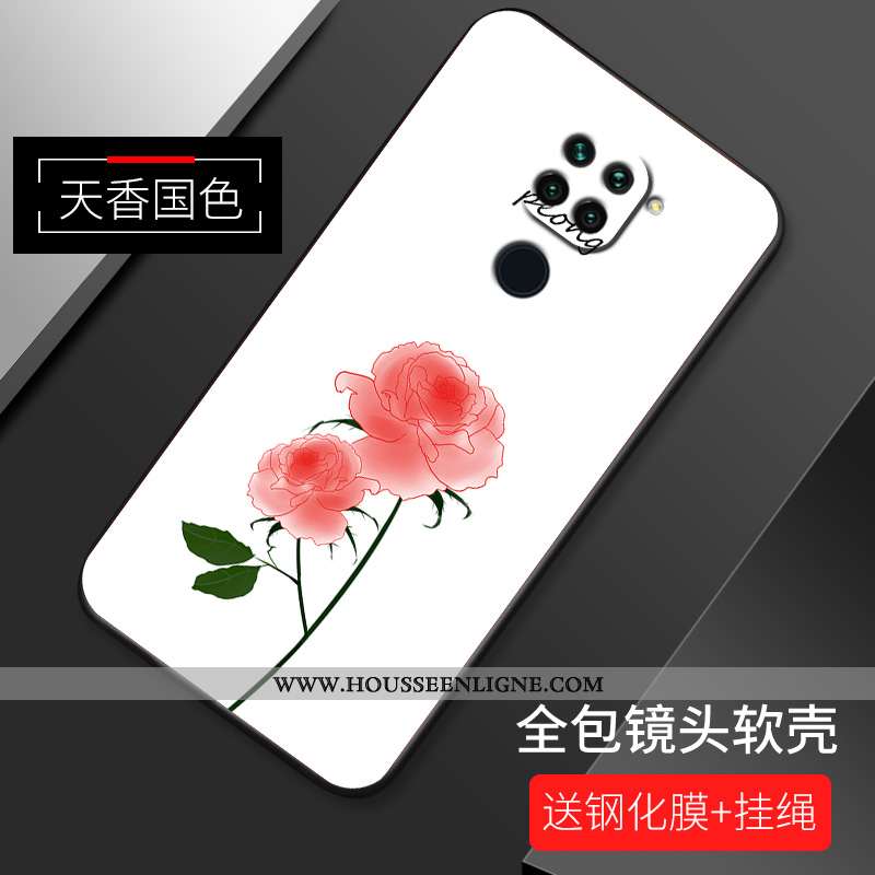 Housse Xiaomi Redmi Note 9 Silicone Protection Nouveau Étui Coque Fleur Incassable Rose