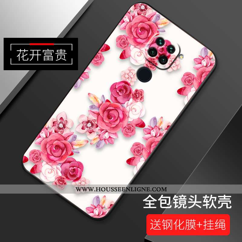 Housse Xiaomi Redmi Note 9 Silicone Protection Nouveau Étui Coque Fleur Incassable Rose