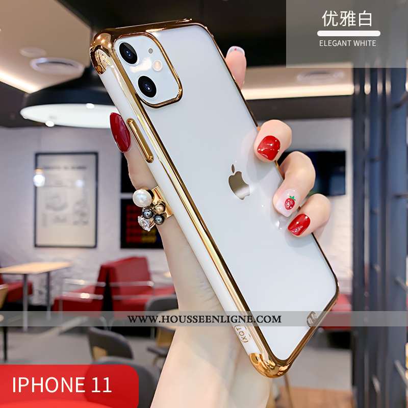 Housse iPhone 11 Personnalité Créatif Luxe Transparent Téléphone Portable Étui Silicone Rouge