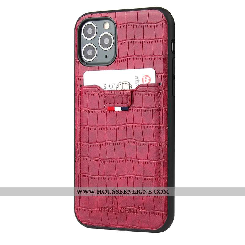 Housse iPhone 11 Pro Légère Cuir Rouge Carte Bancaire Modèle Fleurie Incassable Ultra