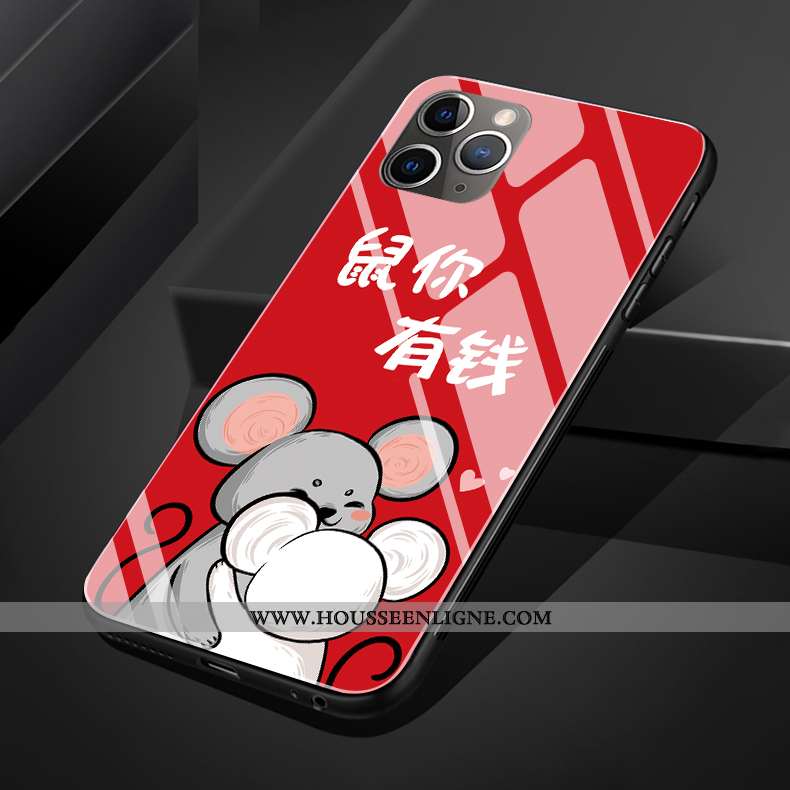Housse iPhone 11 Pro Max Protection Verre Coque Silicone Rouge Rat Nouveau