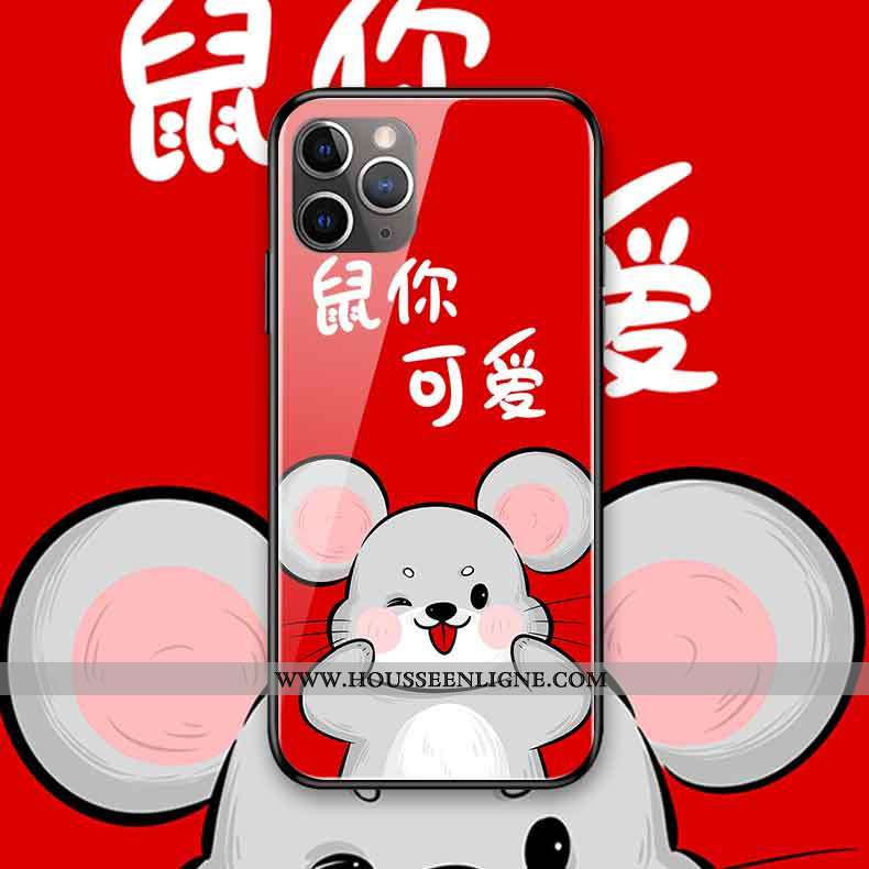 Housse iPhone 11 Pro Max Protection Verre Coque Silicone Rouge Rat Nouveau