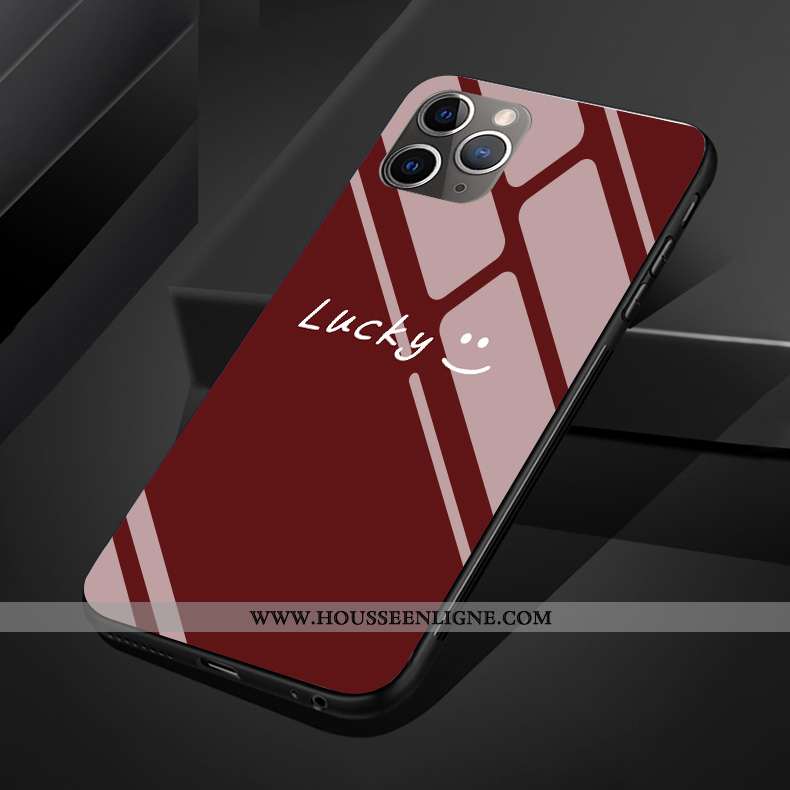 Housse iPhone 11 Pro Max Silicone Protection Rouge Verre Téléphone Portable Simple Cœur