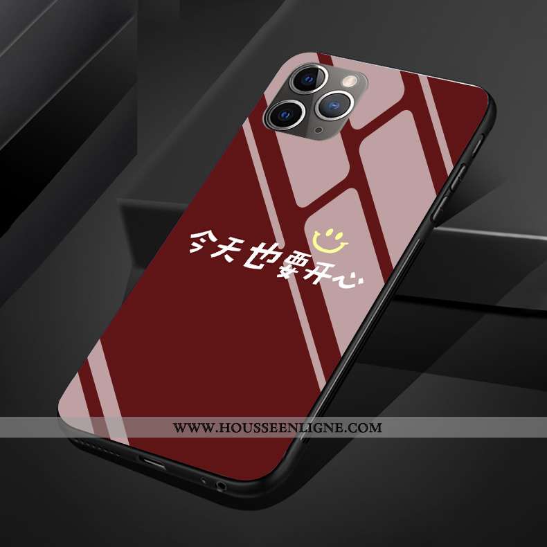 Housse iPhone 11 Pro Max Silicone Protection Rouge Verre Téléphone Portable Simple Cœur