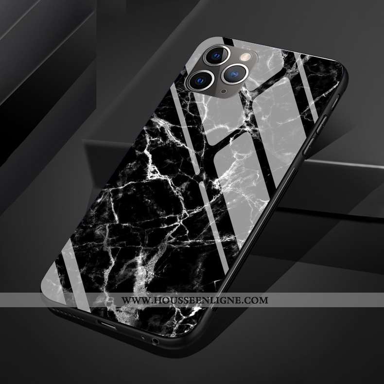 Housse iPhone 11 Pro Max Silicone Protection Téléphone Portable Noir Simple Verre Modèle Fleurie