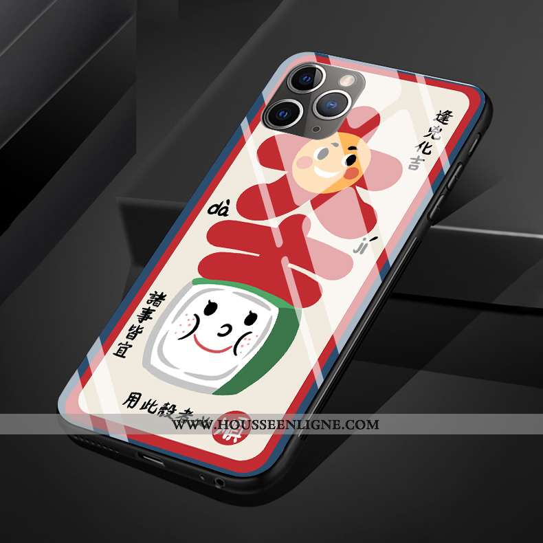 Housse iPhone 11 Pro Max Verre Créatif Rat Coque Rouge Silicone Téléphone Portable