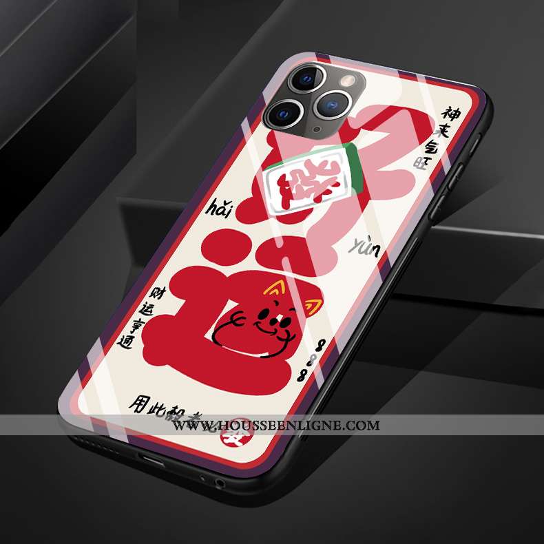 Housse iPhone 11 Pro Max Verre Créatif Rat Coque Rouge Silicone Téléphone Portable