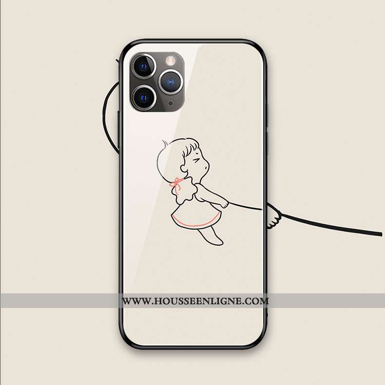 Housse iPhone 11 Pro Max Verre Silicone Protection Téléphone Portable Coque Amoureux Blanc Blanche