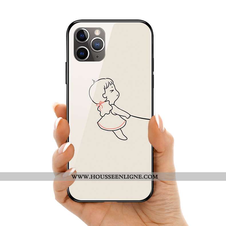 Housse iPhone 11 Pro Max Verre Silicone Protection Téléphone Portable Coque Amoureux Blanc Blanche
