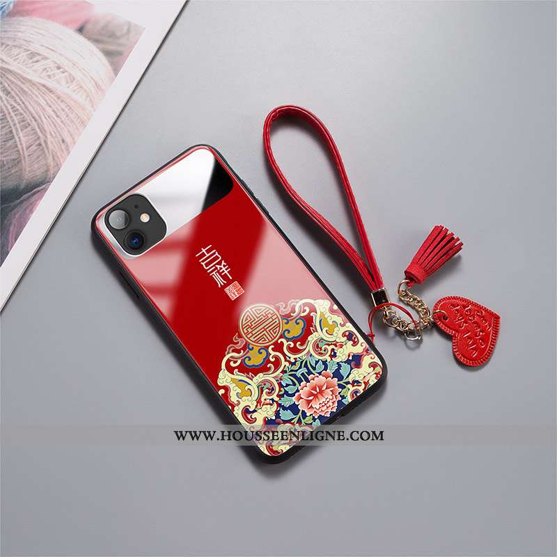Housse iPhone 11 Protection Verre Tendance Miroir Incassable Amoureux Difficile Rouge