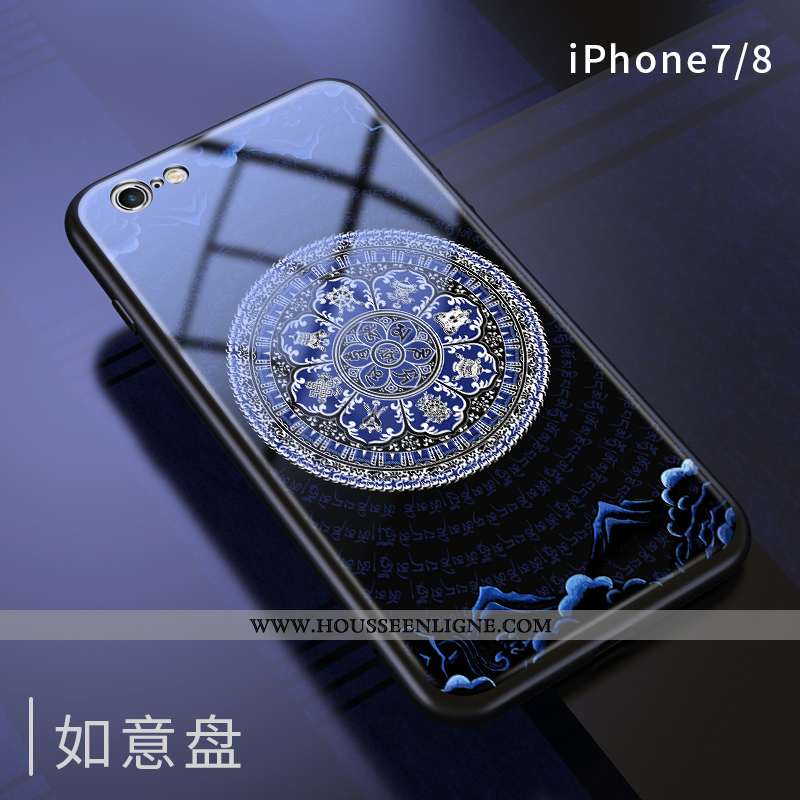 Housse iPhone 7 Créatif Personnalité Incassable Tout Compris Téléphone Portable Bleu Marin Coque Ble