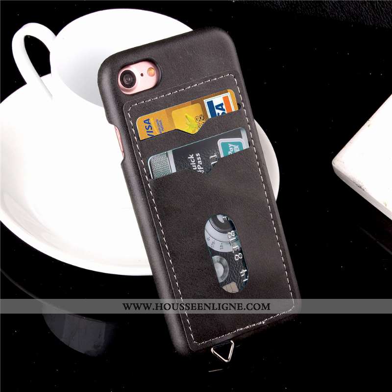 Housse iPhone 7 Cuir Protection Téléphone Portable Carte Coque Orange Incassable