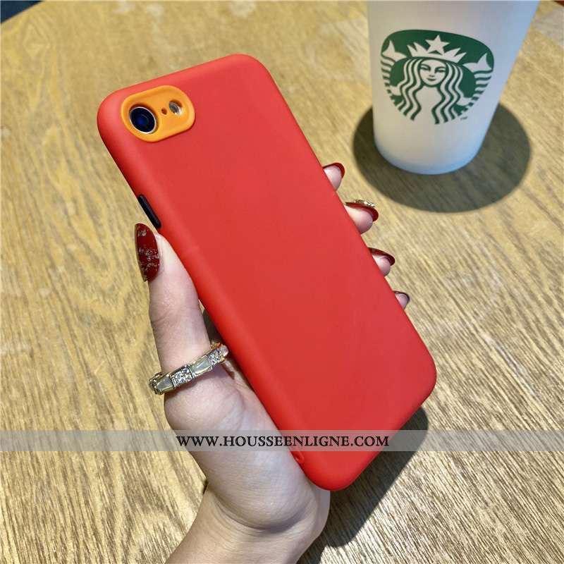 Housse iPhone 7 Délavé En Daim Silicone Téléphone Portable Simple Tout Compris Luxe Rouge