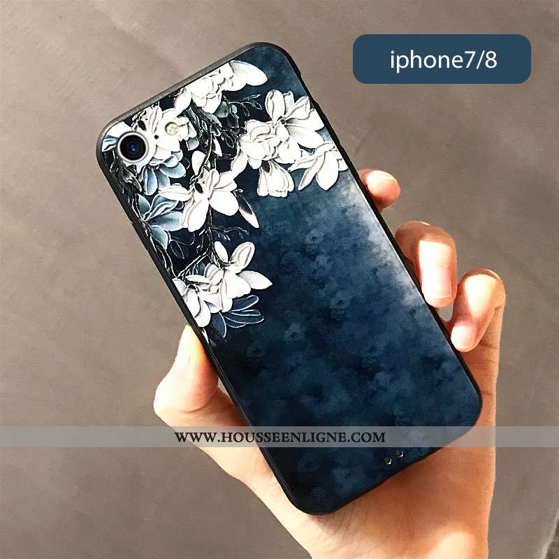 Housse iPhone 7 Personnalité Créatif Téléphone Portable Bleu Marin Nouveau Protection Délavé En Daim
