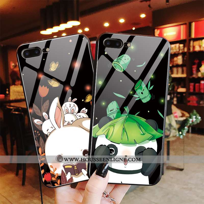Housse iPhone 7 Plus Créatif Dessin Animé Téléphone Portable Légère Miroir Noir Coque