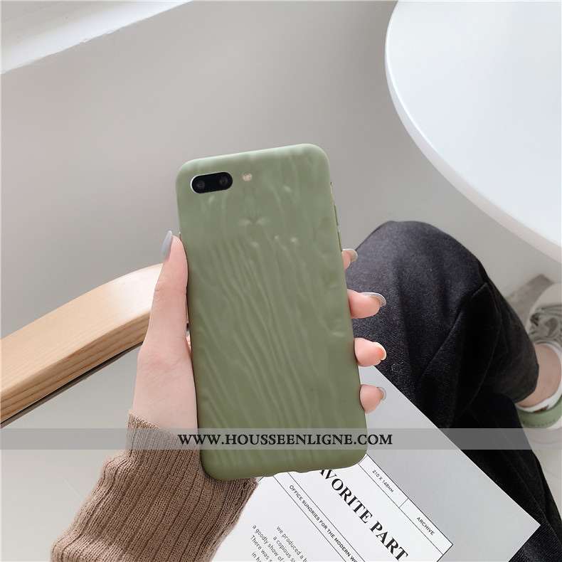 Housse iPhone 7 Plus Fluide Doux Vert Coque Téléphone Portable Support Incassable Simple Verte
