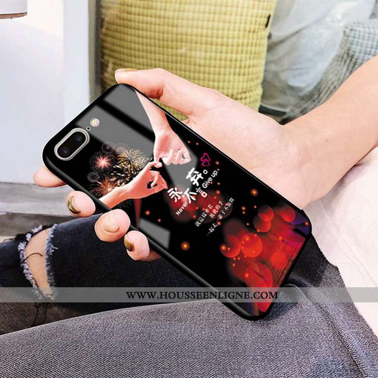 Housse iPhone 7 Plus Verre Difficile Coque Téléphone Portable Tempérer Miroir Noir